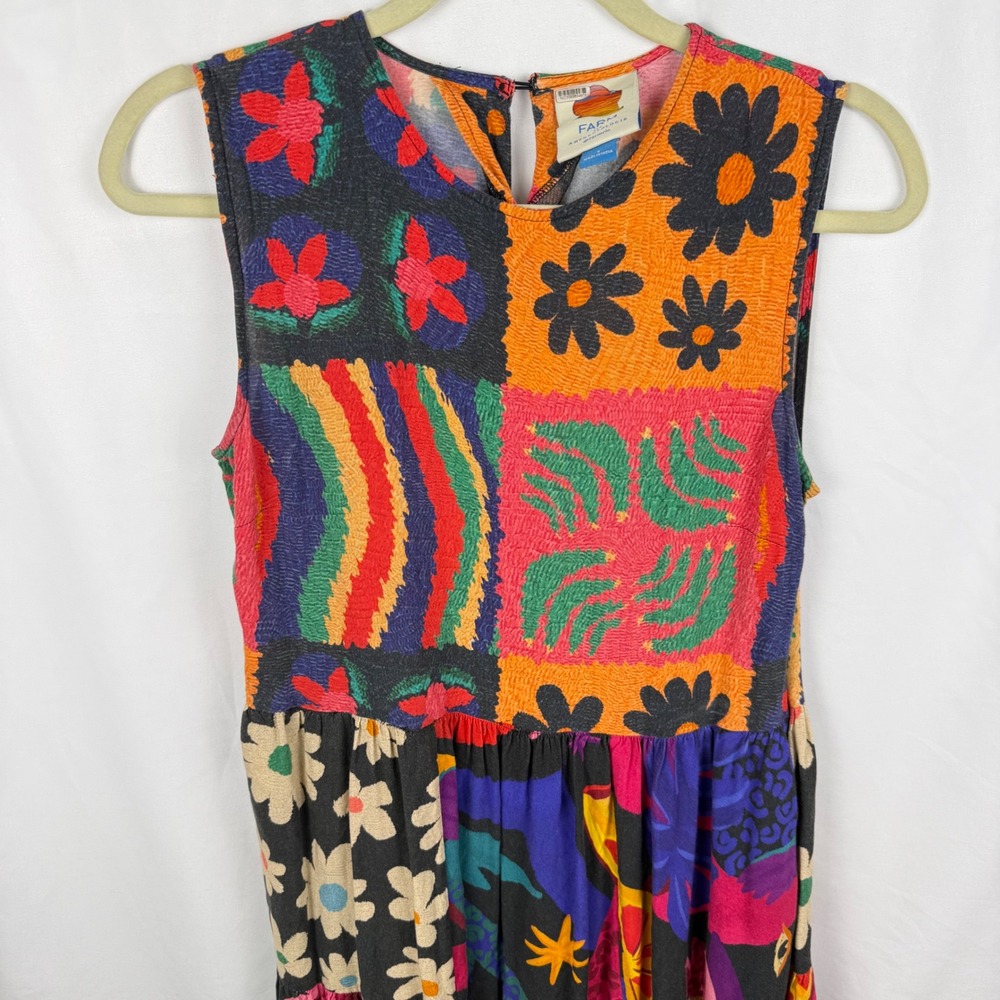 Farm Rio x Anthropologie Pop Patchwork Print A Line Sleeveless Midi Dress Small - Picture 5 of 15